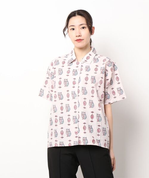 チャイハネ（チャイハネ）の「【チャイハネ】ブロックプリント梟柄シャツ（シャツ/ブラウス・レディース・ブラック/ベージュ/マスタード・FREE）」の9枚目の写真