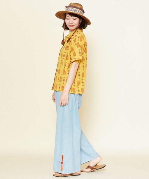チャイハネ（チャイハネ）の「【チャイハネ】ブロックプリント梟柄シャツ（シャツ/ブラウス・レディース・ブラック/ベージュ/マスタード・FREE）」の18枚目の写真
