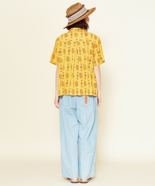 チャイハネ（チャイハネ）の「【チャイハネ】ブロックプリント梟柄シャツ（シャツ/ブラウス・レディース・ブラック/ベージュ/マスタード・FREE）」の19枚目の写真