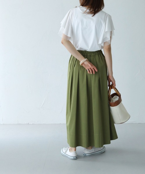 HER CLOSET（ハークローゼット）の「【shemoshelly】チュールフレア袖フレンチトップス（Tシャツ/カットソー・レディース・チャコールグレー/ブラック/オフホワイト/グレイッシュベージュ・M）」の8枚目の写真