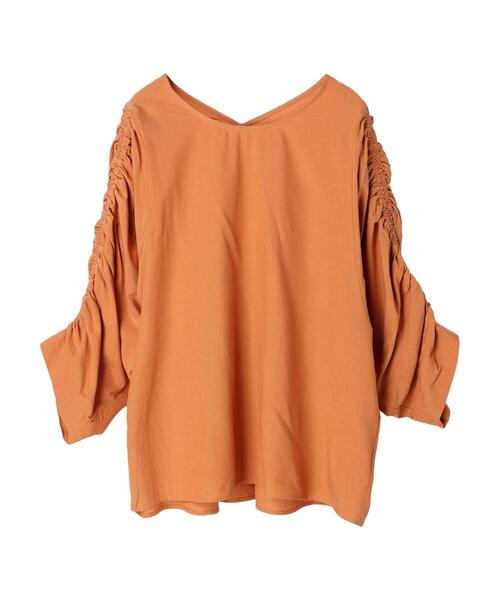 AMERICAN HOLIC(アメリカンホリック)の「Vネック袖ギャザーブラウス(シャツ/ブラウス・レディース・ブラック/オフホワイト/オレンジ・M/L)」の14枚目の写真