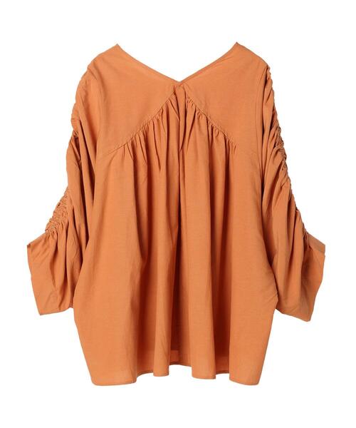 AMERICAN HOLIC(アメリカンホリック)の「Vネック袖ギャザーブラウス(シャツ/ブラウス・レディース・ブラック/オフホワイト/オレンジ・M/L)」の13枚目の写真