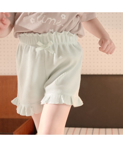 Lycee mine（リセマイン）の「フリルフリルショートパンツ（スウェットパンツ・キッズ・ベージュ/カーキ/ピンク/ミント/チャコール/ブラック/ラベンダー・110cm/100cm/120cm/130cm/140cm）」の9枚目の写真