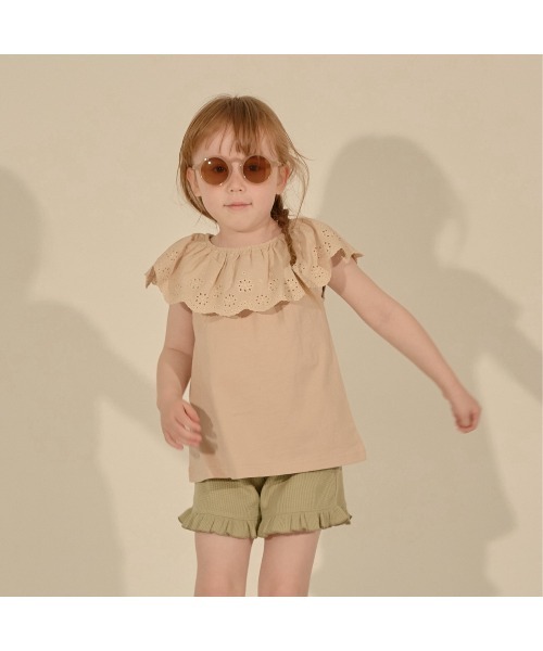 Lycee mine（リセマイン）の「フリルフリルショートパンツ（スウェットパンツ・キッズ・ベージュ/カーキ/ピンク/ミント/チャコール/ブラック/ラベンダー・110cm/100cm/120cm/130cm/140cm）」の13枚目の写真