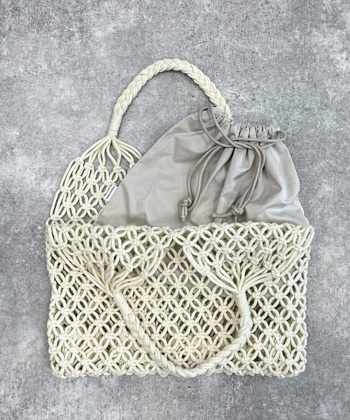 mysty woman（ミスティウーマン）の「マクラメトートバッグ 276764（トートバッグ・レディース・ベージュ/ブラウン/オフホワイト・FREE）」の15枚目の写真