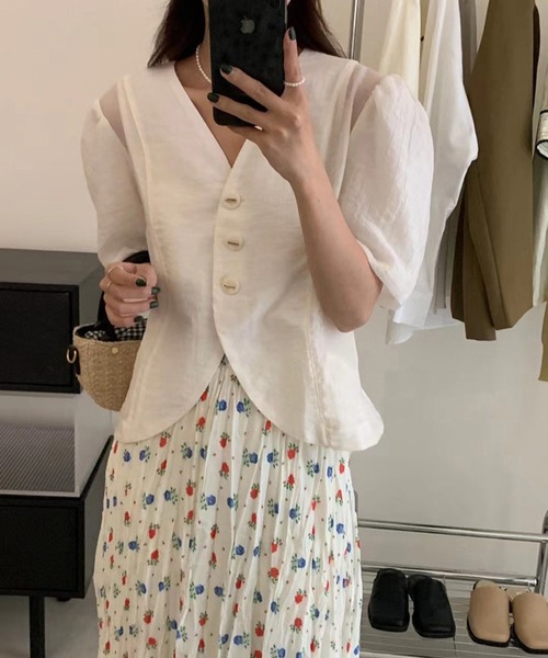 Jewelobe（ジュエローブ）の「シアーノーカラージャケットブラウス（シャツ/ブラウス・レディース・ホワイト/カーキ/ピンク/ブルー・FREE）」の2枚目の写真