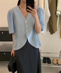 シアーノーカラージャケットブラウス