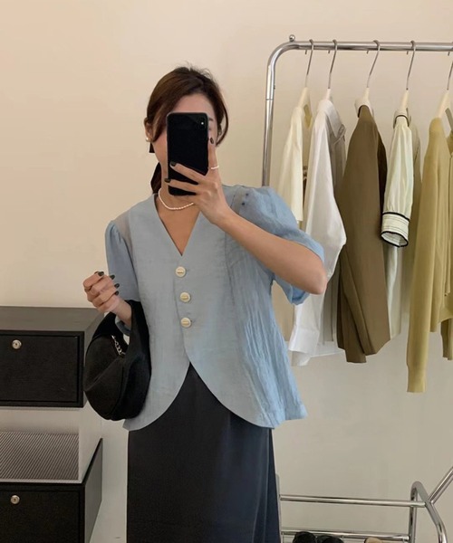 Jewelobe（ジュエローブ）の「シアーノーカラージャケットブラウス（シャツ/ブラウス・レディース・ホワイト/カーキ/ピンク/ブルー・FREE）」の16枚目の写真
