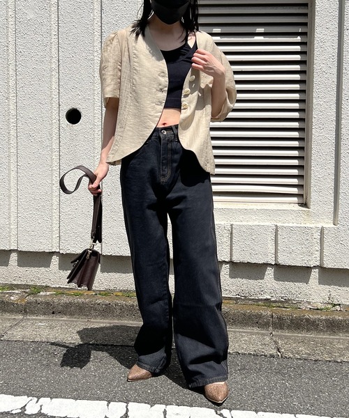 Jewelobe（ジュエローブ）の「シアーノーカラージャケットブラウス（シャツ/ブラウス・レディース・ホワイト/カーキ/ピンク/ブルー・FREE）」の6枚目の写真