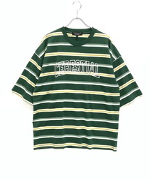 レトロボーダー オーバーサイズ アーチロゴ刺繍 Tシャツ