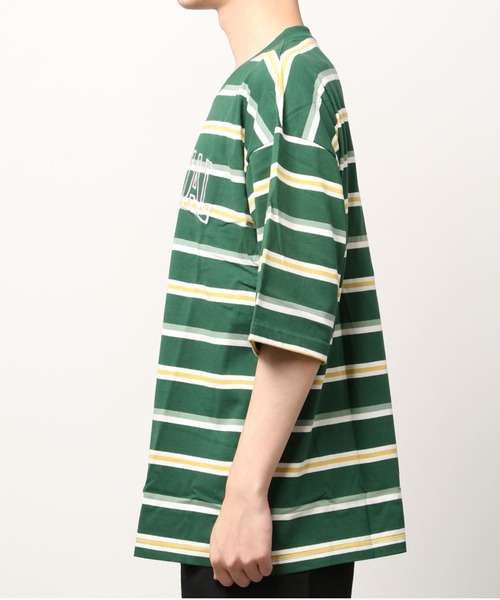 Beno(ビーノ)の「レトロボーダー オーバーサイズ アーチロゴ刺繍 Tシャツ(Tシャツ/カットソー・メンズ・グリーン系その他/ブルー系その他/グリーン系その他2/ブルー系その他2・M/L)」の8枚目の写真