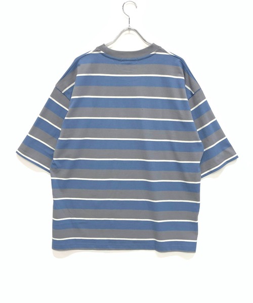 Beno(ビーノ)の「レトロボーダー オーバーサイズ アーチロゴ刺繍 Tシャツ(Tシャツ/カットソー・メンズ・グリーン系その他/ブルー系その他/グリーン系その他2/ブルー系その他2・M/L)」の14枚目の写真