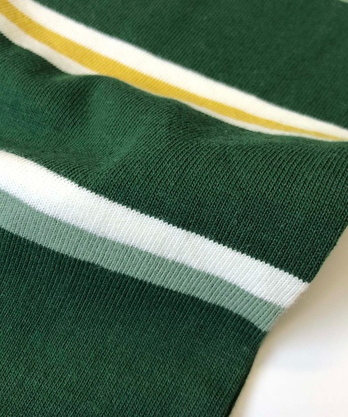 Beno(ビーノ)の「レトロボーダー オーバーサイズ アーチロゴ刺繍 Tシャツ(Tシャツ/カットソー・メンズ・グリーン系その他/ブルー系その他/グリーン系その他2/ブルー系その他2・M/L)」の13枚目の写真