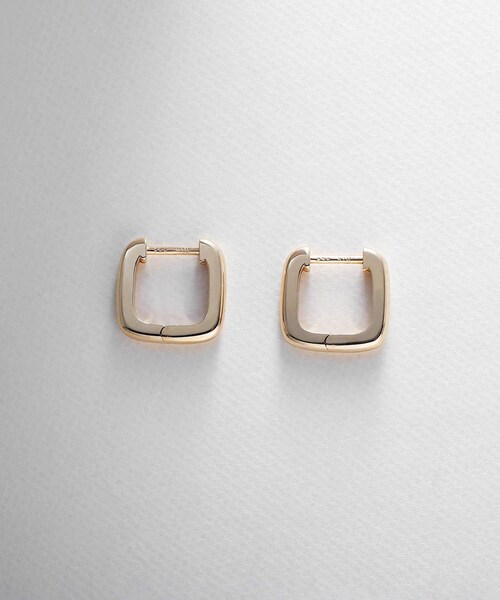 COCOSHNIK(ココシュニック)の「K10スクエア中折れ フープピアス(ピアス(両耳用)・レディース・ホワイト系その他7・00)」の4枚目の写真
