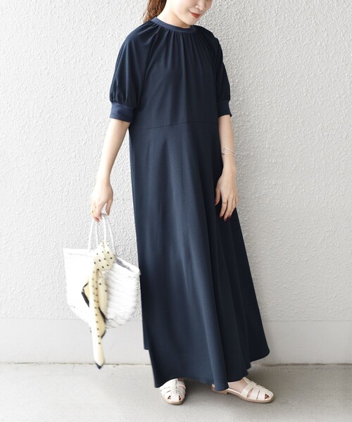 【極美品】SHIPS　ジョーゼットリブ切替ワンピース　上品　ドレープ　ペチコート 極美品】SHIPS ジョーゼットリブ切替ワンピース 上品 ドレープ