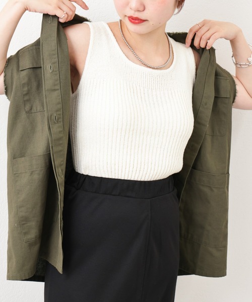 natural couture（ナチュラルクチュール）の「杢もくメランジニットタンク（タンクトップ・レディース・オフホワイト/ブラック/ベージュ/グリーン/ピンク・FREE）」の2枚目の写真