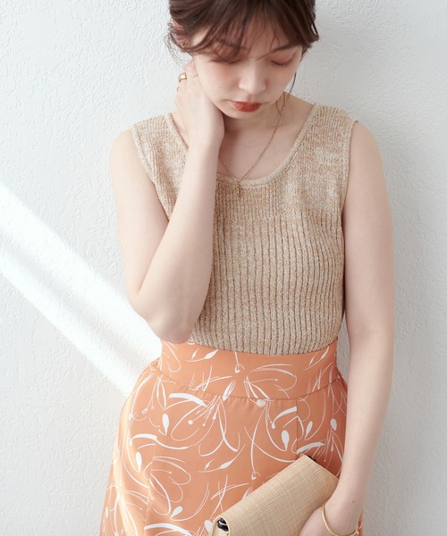 natural couture（ナチュラルクチュール）の「杢もくメランジニットタンク（タンクトップ・レディース・オフホワイト/ブラック/ベージュ/グリーン/ピンク・FREE）」の21枚目の写真