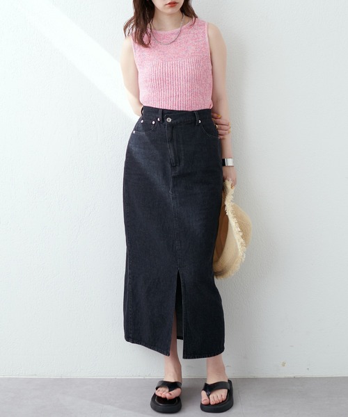 natural couture（ナチュラルクチュール）の「杢もくメランジニットタンク（タンクトップ・レディース・オフホワイト/ブラック/ベージュ/グリーン/ピンク・FREE）」の16枚目の写真