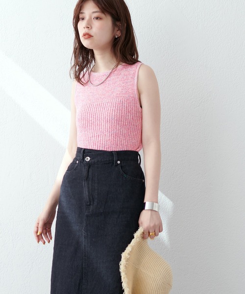 natural couture（ナチュラルクチュール）の「杢もくメランジニットタンク（タンクトップ・レディース・オフホワイト/ブラック/ベージュ/グリーン/ピンク・FREE）」の22枚目の写真