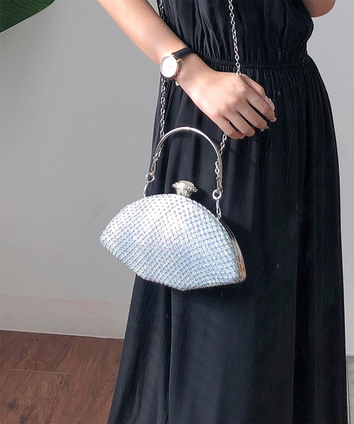LA VORAGINE(ラ ヴォラジネ)の「結婚式BAG キラキラがま口クラッチハンドバッグ/ショルダーバッグ 入学式 卒業式 パーティー セレモニー(クラッチバッグ・レディース・ブラック/シルバー/ピンク/ゴールド・FREE)」の14枚目の写真