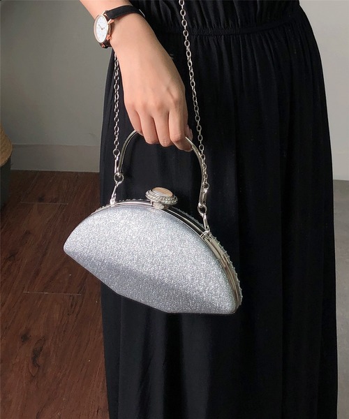LA VORAGINE(ラ ヴォラジネ)の「結婚式BAG キラキラがま口クラッチハンドバッグ/ショルダーバッグ 入学式 卒業式 パーティー セレモニー(クラッチバッグ・レディース・ブラック/シルバー/ピンク/ゴールド・FREE)」の11枚目の写真