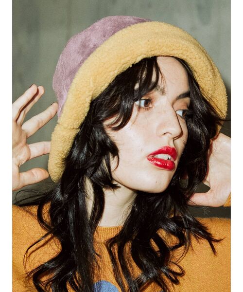 jouetie（ジュエティ）の「ボアブリムハット（ハット・レディース・ブラック/パープル/オフホワイト・FREE）」の5枚目の写真