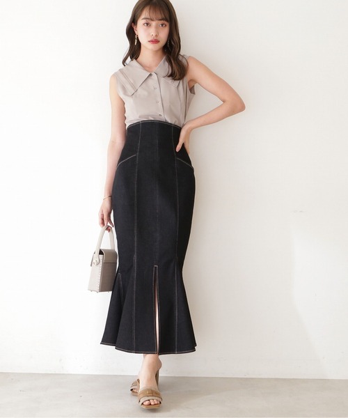 PROPORTION BODY DRESSING（プロポーションボディドレッシング）の「トライアングルデニムマーメイド / 1212220508（スカート・レディース・ブラック/ダークネイビー・SMALL/MEDIUM）」の7枚目の写真