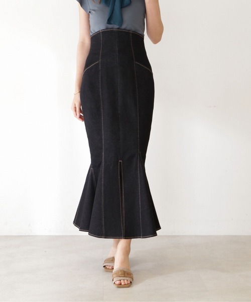 PROPORTION BODY DRESSING（プロポーションボディドレッシング）の「トライアングルデニムマーメイド / 1212220508（スカート・レディース・ブラック/ダークネイビー・SMALL/MEDIUM）」の8枚目の写真