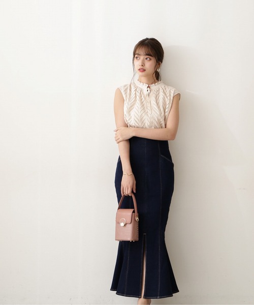 PROPORTION BODY DRESSING（プロポーションボディドレッシング）の「トライアングルデニムマーメイド / 1212220508（スカート・レディース・ブラック/ダークネイビー・SMALL/MEDIUM）」の9枚目の写真