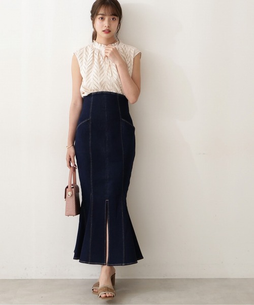 PROPORTION BODY DRESSING（プロポーションボディドレッシング）の「トライアングルデニムマーメイド / 1212220508（スカート・レディース・ブラック/ダークネイビー・SMALL/MEDIUM）」の10枚目の写真