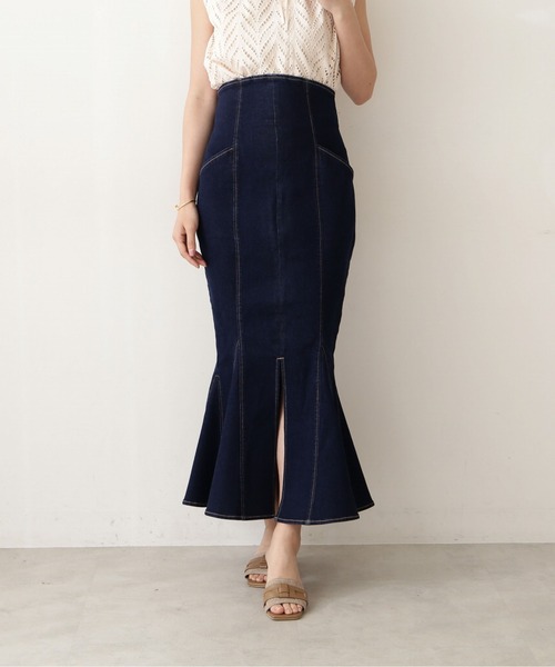 PROPORTION BODY DRESSING（プロポーションボディドレッシング）の「トライアングルデニムマーメイド / 1212220508（スカート・レディース・ブラック/ダークネイビー・SMALL/MEDIUM）」の14枚目の写真