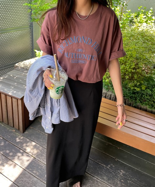 DISCOAT（ディスコート）の「アーチロゴ刺繍クラブTシャツ（Tシャツ/カットソー・レディース・パープル/ブラウン/オフホワイト・FREE）」の12枚目の写真