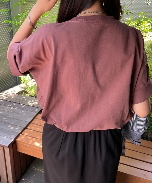 DISCOAT（ディスコート）の「アーチロゴ刺繍クラブTシャツ（Tシャツ/カットソー・レディース・パープル/ブラウン/オフホワイト・FREE）」の14枚目の写真