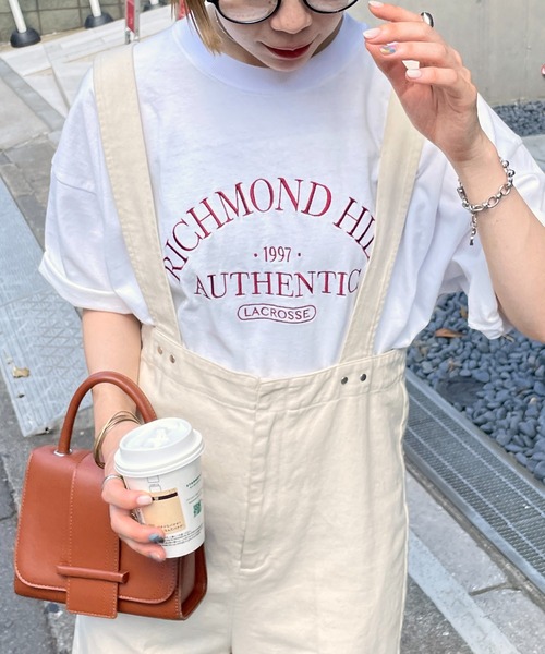 DISCOAT（ディスコート）の「アーチロゴ刺繍クラブTシャツ（Tシャツ/カットソー・レディース・パープル/ブラウン/オフホワイト・FREE）」の19枚目の写真