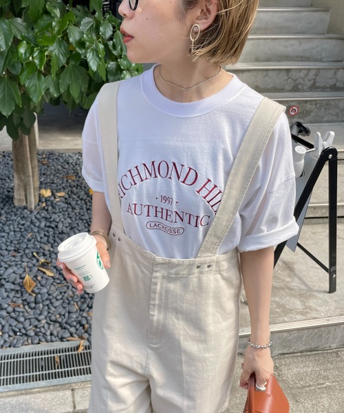 DISCOAT（ディスコート）の「アーチロゴ刺繍クラブTシャツ（Tシャツ/カットソー・レディース・パープル/ブラウン/オフホワイト・FREE）」の20枚目の写真