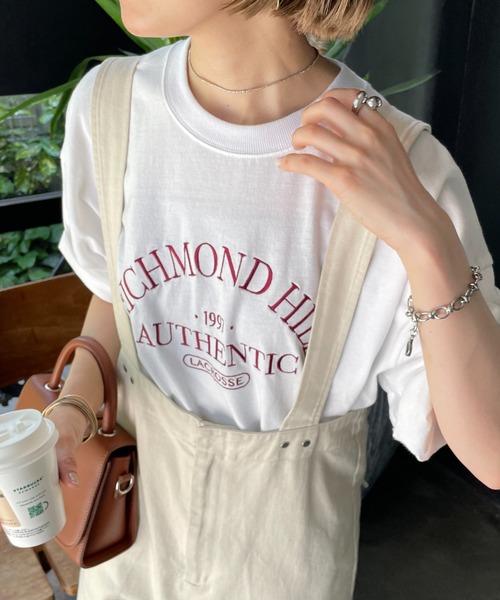 DISCOAT（ディスコート）の「アーチロゴ刺繍クラブTシャツ（Tシャツ/カットソー・レディース・パープル/ブラウン/オフホワイト・FREE）」の21枚目の写真