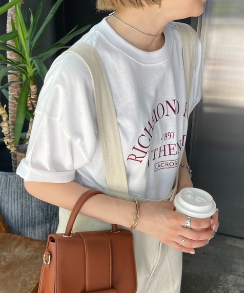 DISCOAT（ディスコート）の「アーチロゴ刺繍クラブTシャツ（Tシャツ/カットソー・レディース・パープル/ブラウン/オフホワイト・FREE）」の22枚目の写真