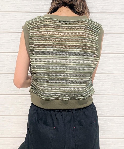 Q（キュー）の「グラデボーダーベスト（ベスト・レディース・ブラック系その他/グリーン系その他・MEDIUM）」の8枚目の写真