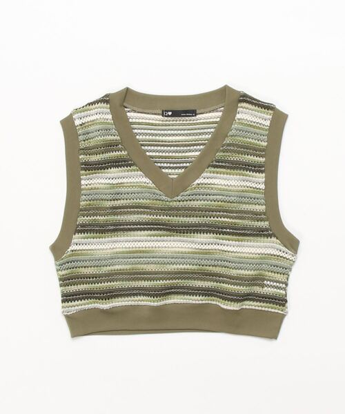 Q（キュー）の「グラデボーダーベスト（ベスト・レディース・ブラック系その他/グリーン系その他・MEDIUM）」の6枚目の写真