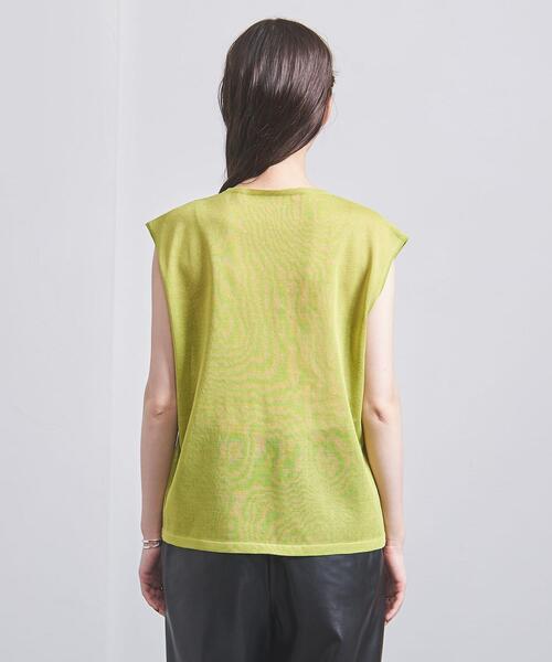 UNITED ARROWS（ユナイテッドアローズ）の「シアー フレンチスリーブ ニット（ニット/セーター・レディース・ベージュ/ライム・FREE）」の5枚目の写真