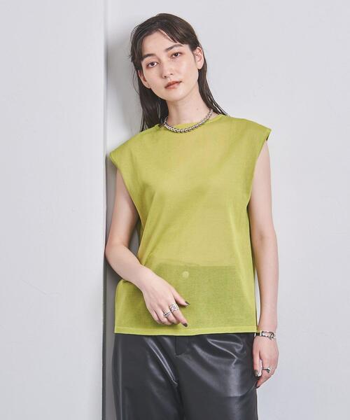 UNITED ARROWS（ユナイテッドアローズ）の「シアー フレンチスリーブ ニット（ニット/セーター・レディース・ベージュ/ライム・FREE）」の9枚目の写真