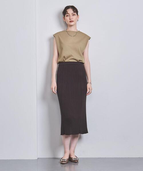 UNITED ARROWS（ユナイテッドアローズ）の「シアー フレンチスリーブ ニット（ニット/セーター・レディース・ベージュ/ライム・FREE）」の7枚目の写真