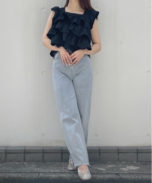 titty&Co. PETIT(ティティアンドコープティ)の「【titty&Co.PETIT】ティアードフリルトップス(シャツ/ブラウス・レディース・ブラック/ブルー/ホワイト・FREE)」の9枚目の写真