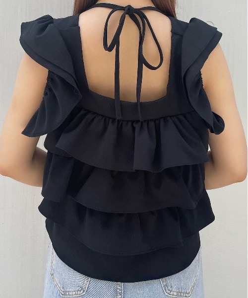 titty&Co. PETIT(ティティアンドコープティ)の「【titty&Co.PETIT】ティアードフリルトップス(シャツ/ブラウス・レディース・ブラック/ブルー/ホワイト・FREE)」の6枚目の写真