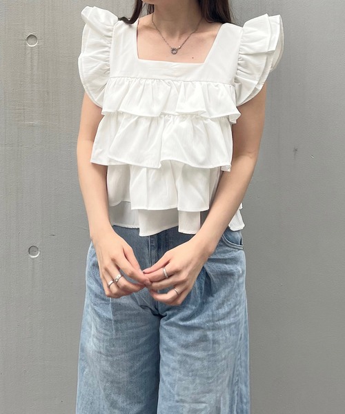 titty&Co. PETIT(ティティアンドコープティ)の「【titty&Co.PETIT】ティアードフリルトップス(シャツ/ブラウス・レディース・ブラック/ブルー/ホワイト・FREE)」の20枚目の写真