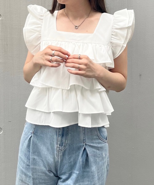 titty&Co. PETIT(ティティアンドコープティ)の「【titty&Co.PETIT】ティアードフリルトップス(シャツ/ブラウス・レディース・ブラック/ブルー/ホワイト・FREE)」の21枚目の写真