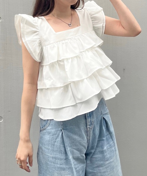 titty&Co. PETIT(ティティアンドコープティ)の「【titty&Co.PETIT】ティアードフリルトップス(シャツ/ブラウス・レディース・ブラック/ブルー/ホワイト・FREE)」の22枚目の写真
