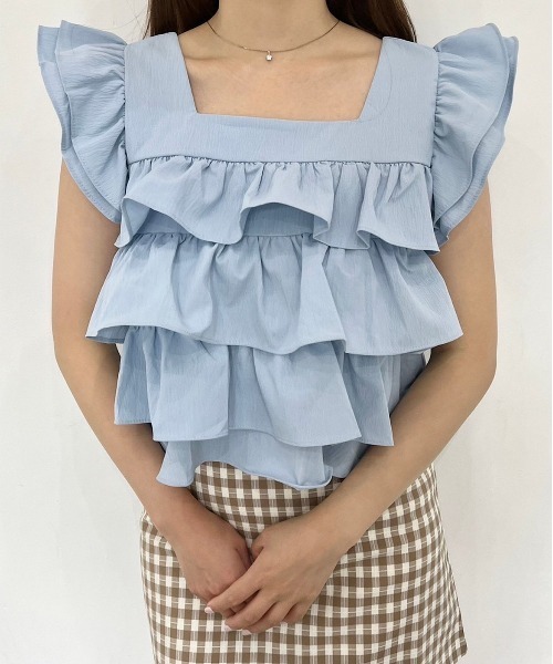 titty&Co. PETIT(ティティアンドコープティ)の「【titty&Co.PETIT】ティアードフリルトップス(シャツ/ブラウス・レディース・ブラック/ブルー/ホワイト・FREE)」の11枚目の写真