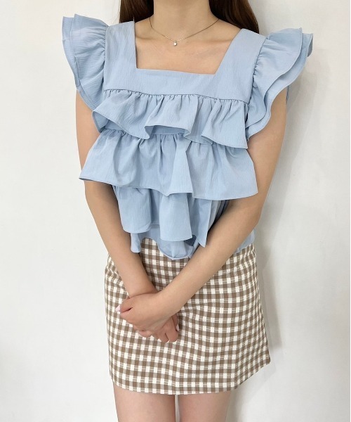titty&Co. PETIT(ティティアンドコープティ)の「【titty&Co.PETIT】ティアードフリルトップス(シャツ/ブラウス・レディース・ブラック/ブルー/ホワイト・FREE)」の12枚目の写真