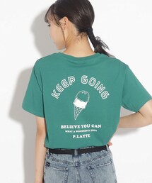 PINK-latte | 【コットン100％/毛玉になりにくい】バックモチーフTシャツ(Tシャツ/カットソー)